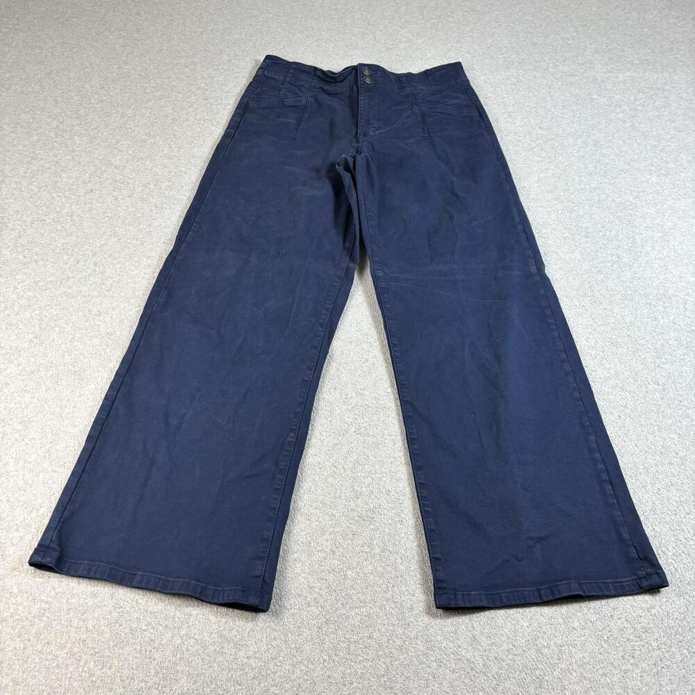 Mica Jeans Womens 32 Navy High Rise Wide Leg Stretch Denim Casual Pant Workwear